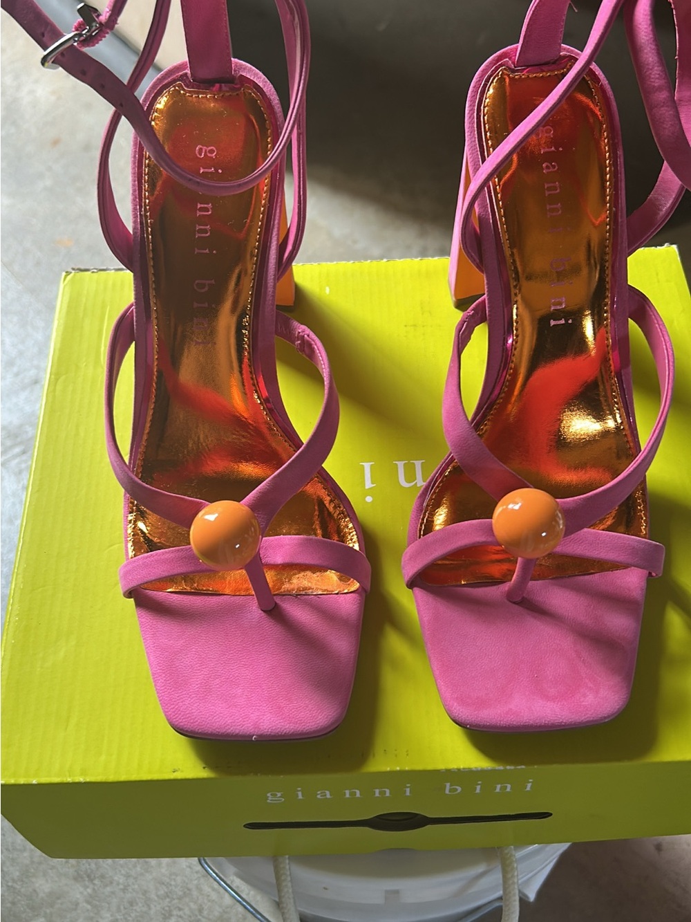 Gianni Bini Pink and Orange Strappy High Heel Sandals